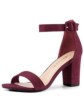 Open Toe Chunky High Heel Buckle Ankle Strap Sandals